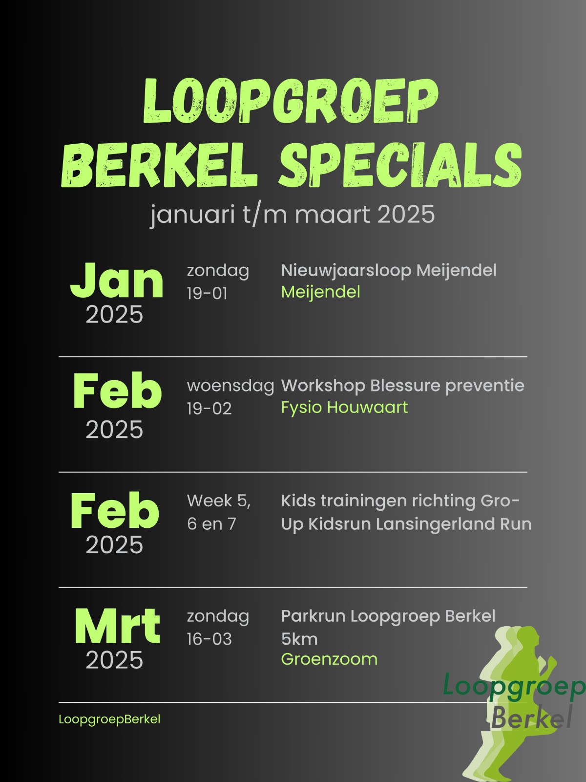 Evenementen kalender Q1 2025
